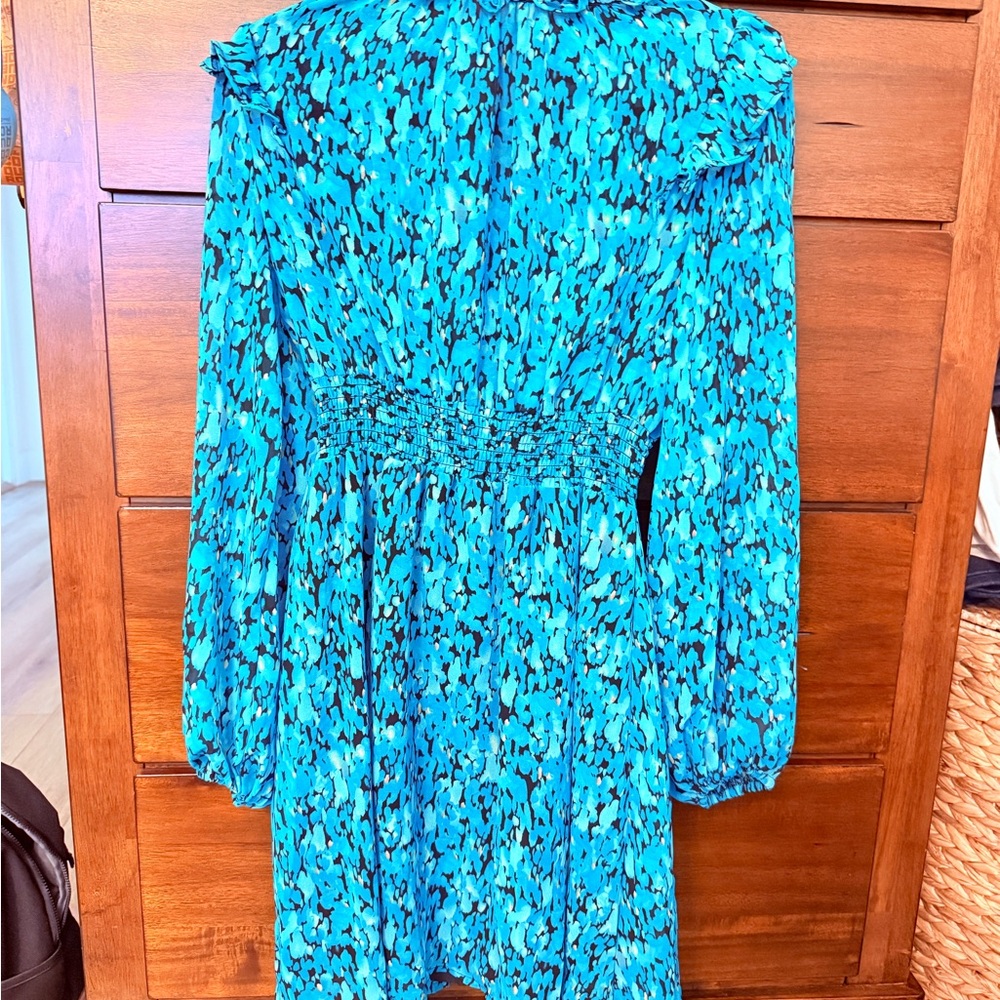 Blue/green Patterned Long Sleeve Dress